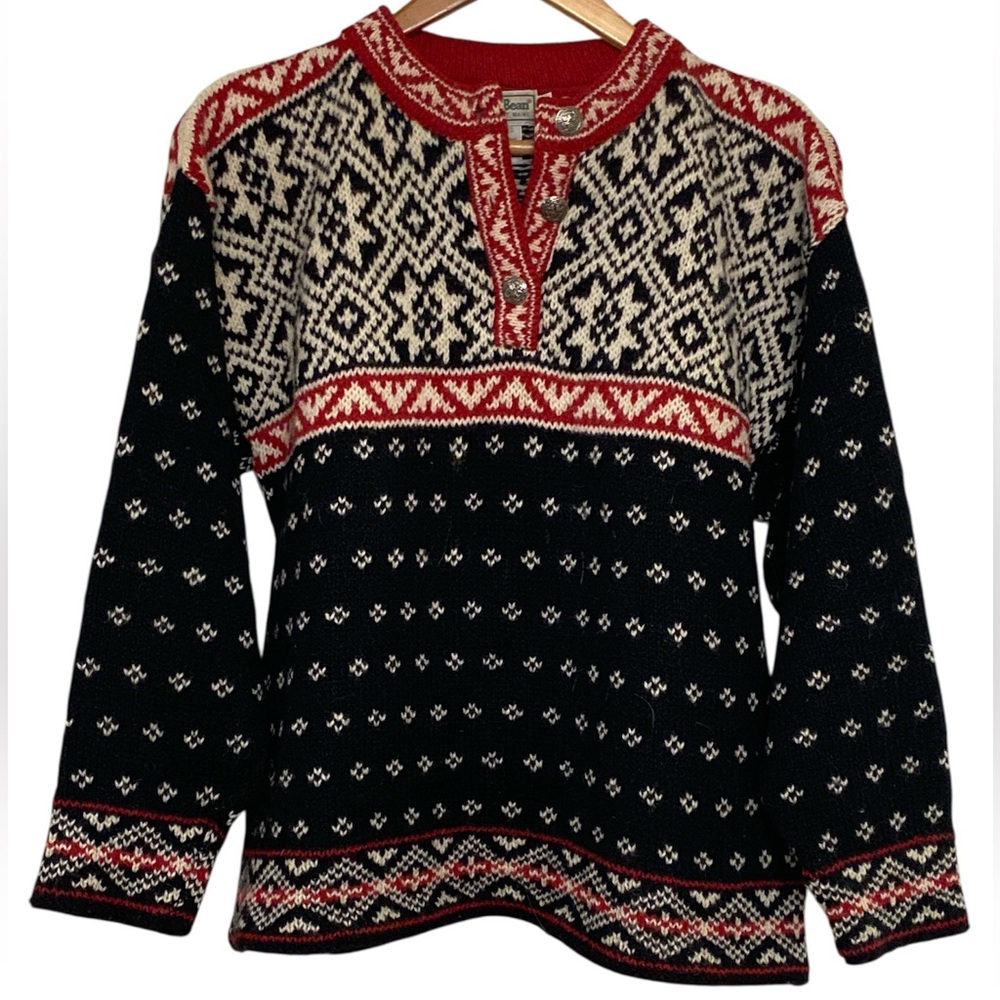 Vintage LLBean Nordic Design Fair Isle Wool Blend Sweater